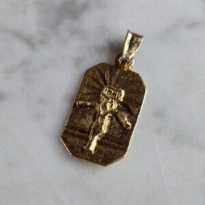 Vintage Estate 14K Yellow Gold Religious Jesus Cross Pendant, 1.7g E7344